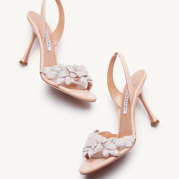 Aquazzura Shoes - New Aquazzura Galactic Flower 75mm Sandal - Shell Pink 37.5